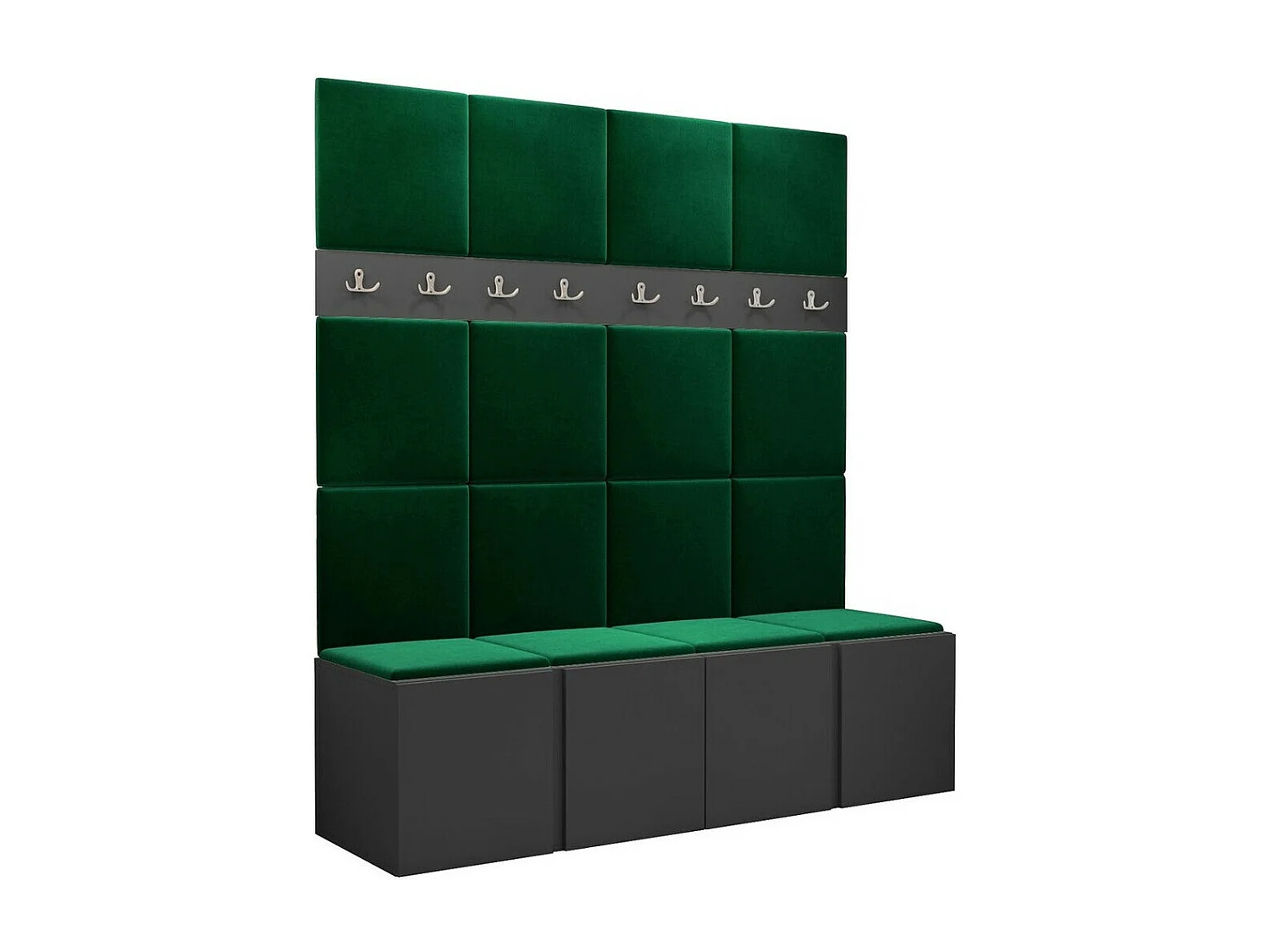 Conjunto pasillo Hartford 268, 186x168x46cm, Grafito, Aglomerado laminado|Tapiz