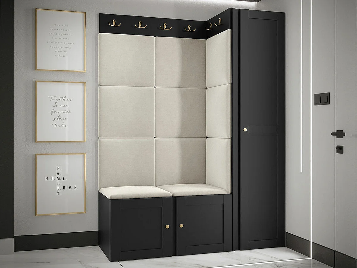 Conjunto pasillo Hartford 377, 186x124x46cm, Negro|De color marrón claro