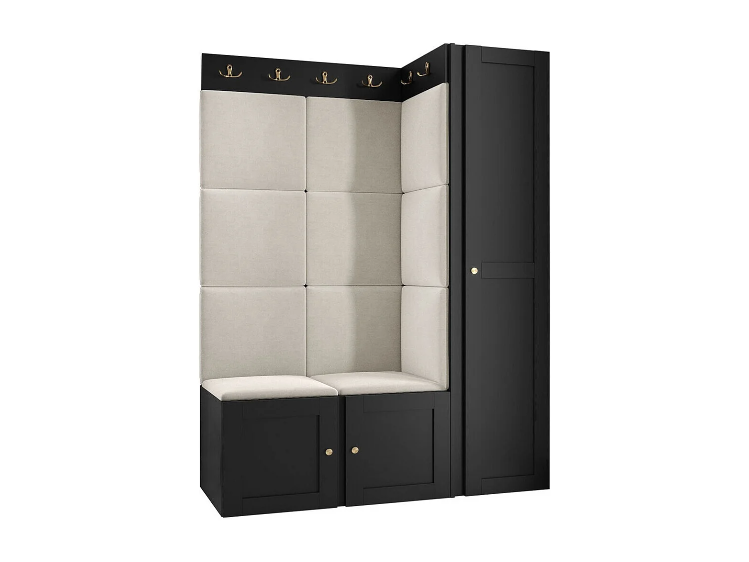 Conjunto pasillo Hartford 377, 186x124x46cm, Negro|De color marrón claro