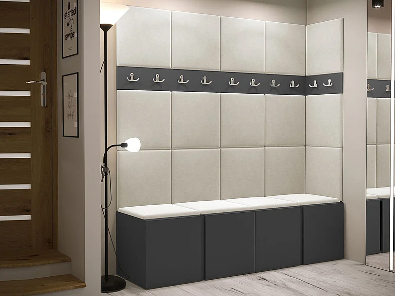 Conjunto pasillo Hartford 265, 186x168x46cm, Grafito, Aglomerado laminado|Tapiz