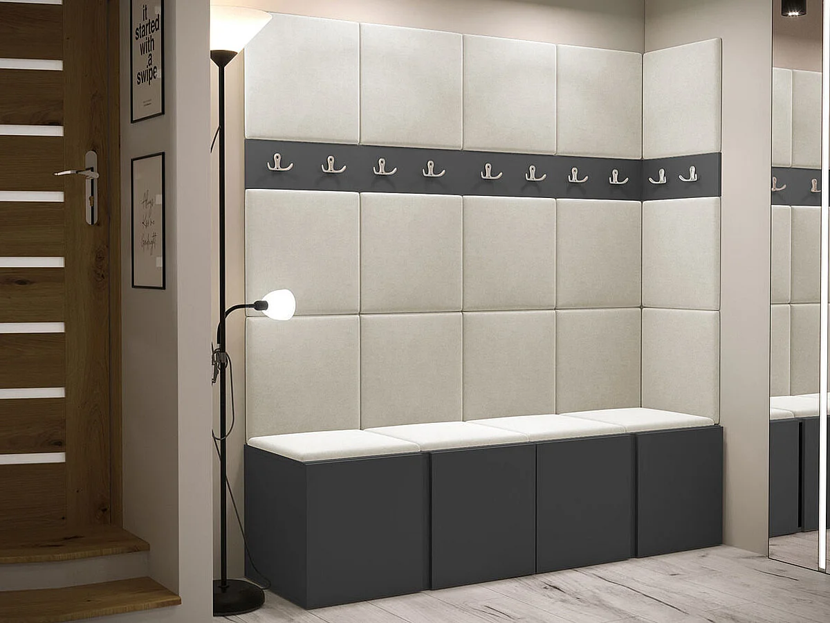 Conjunto pasillo Hartford 265, 186x168x46cm, Grafito, Aglomerado laminado|Tapiz