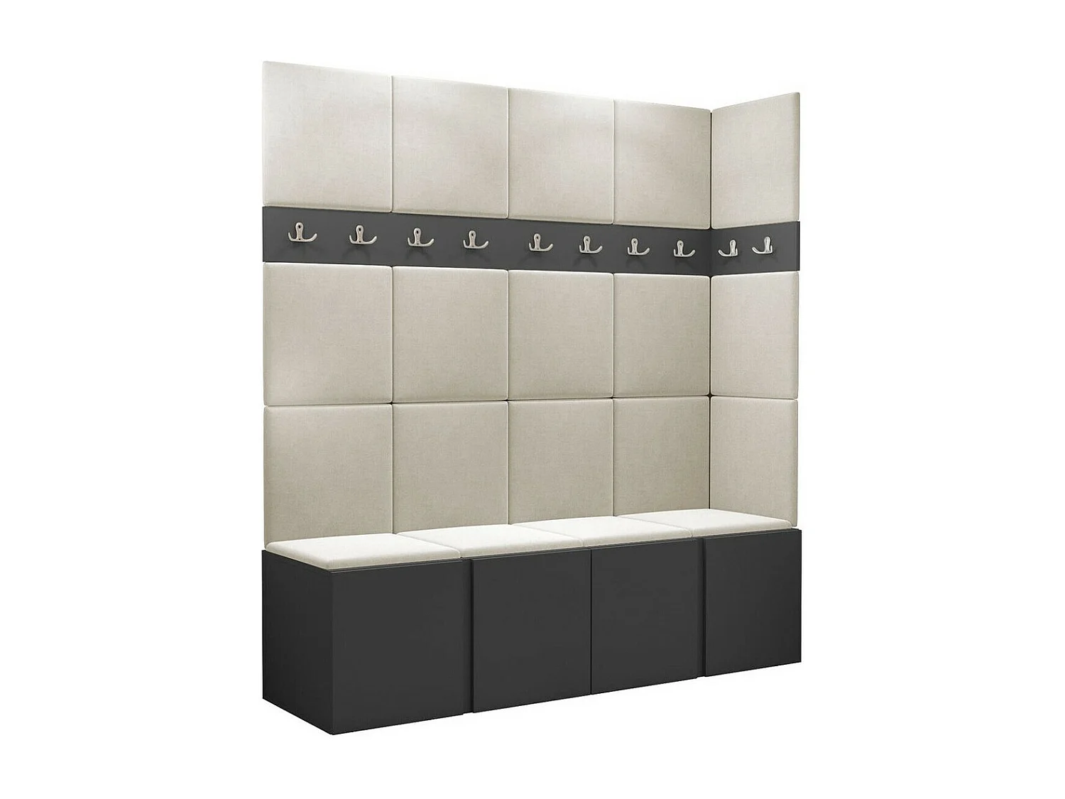 Conjunto pasillo Hartford 265, 186x168x46cm, Grafito, Aglomerado laminado|Tapiz