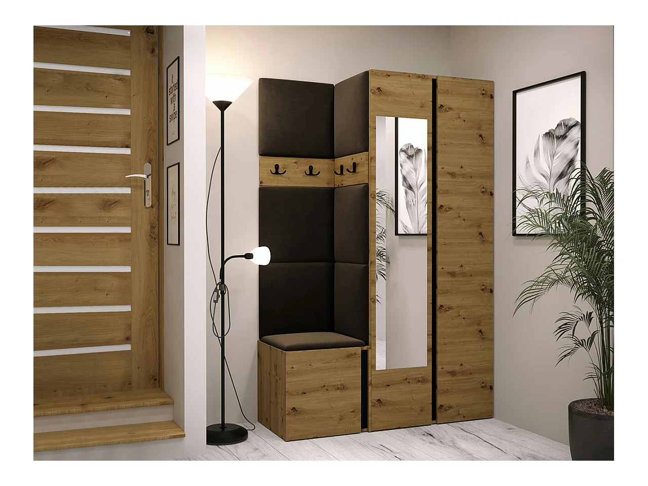 Conjunto para corredor Hartford 350, Espelho, Colocado, 19x12x4cm
