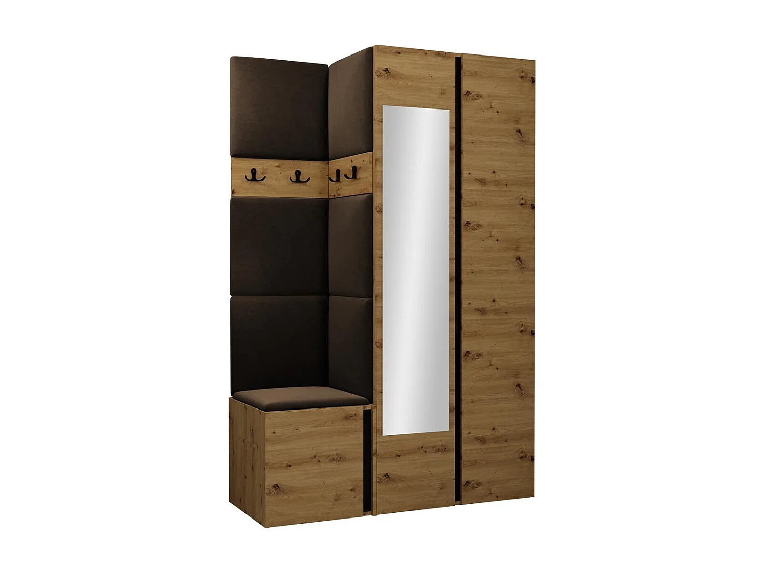 Meuble d'entrée Hartford 350, 186x116x44cm, Disponible, Chêne Artisan|Marron