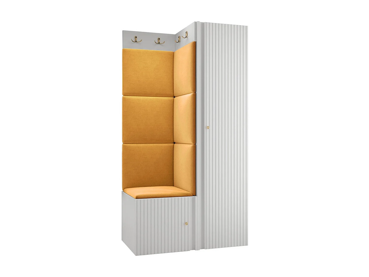 Conjunto pasillo Hartford 390, 186x82x46cm, Amarillo|Blanco, Colocada|Montada en la pared