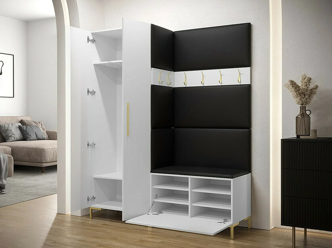 Conjunto pasillo Hartford F100, 196x158x44cm, Blanco, Tapiz|Aglomerado laminado