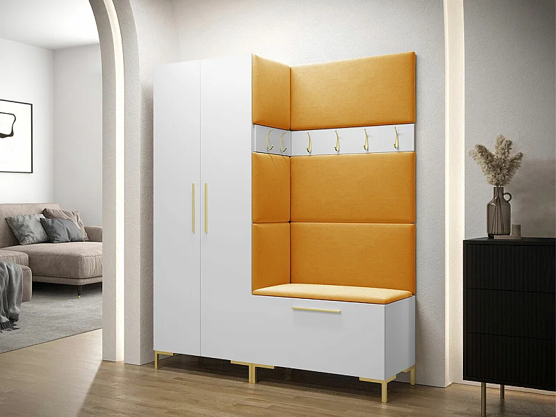 Conjunto pasillo Hartford F100, 196x158x44cm, Blanco, Tapiz|Aglomerado laminado