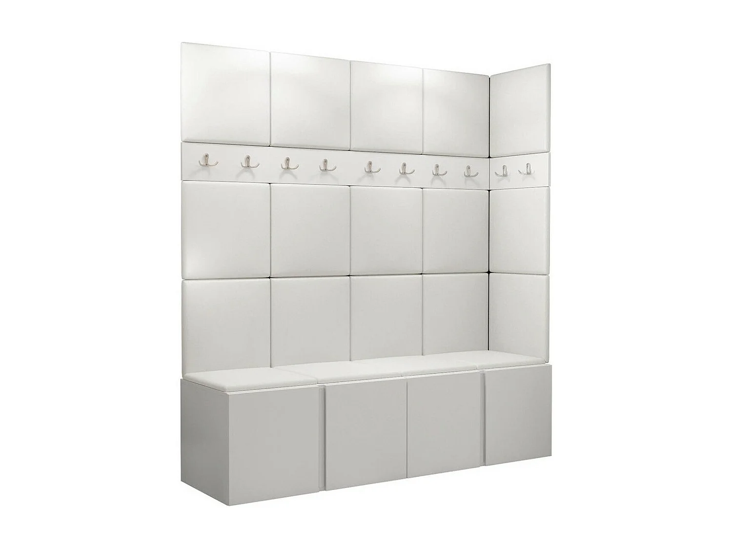 Set mobili da ingresso Hartford 265, 186x168x46cm, Bianco, Eco pelle|Truciolare laminato