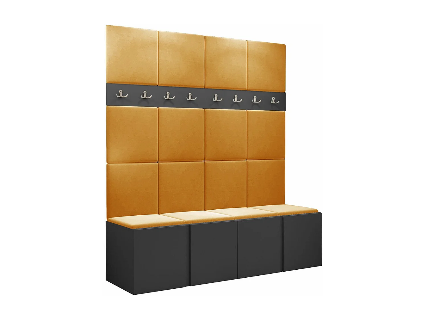 Conjunto pasillo Hartford 268, 186x168x46cm, Grafito, Aglomerado laminado|Tapiz