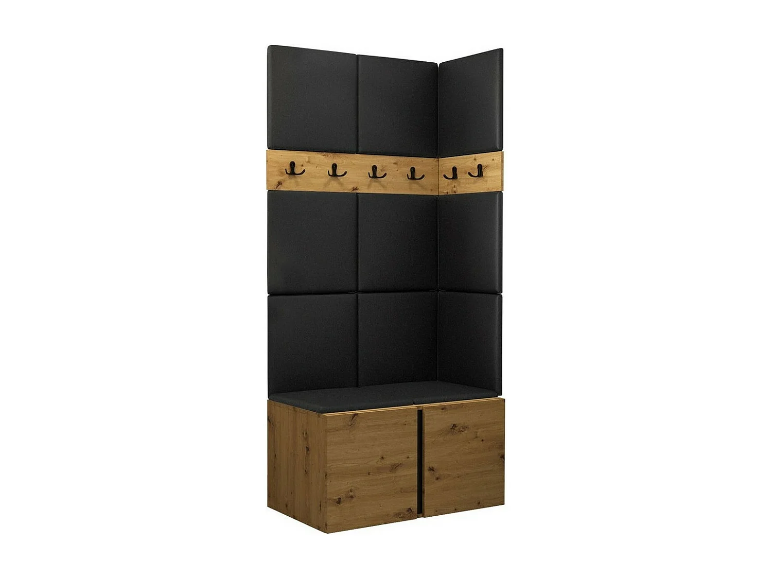 Conjunto pasillo Hartford 264, 186x84x46cm, Roble Artisan, Tapiz|Cuero ecológico