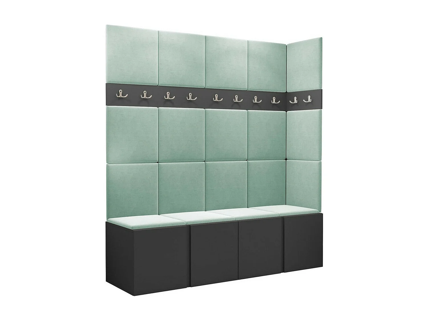 Conjunto pasillo Hartford 265, 186x168x46cm, Grafito, Aglomerado laminado|Tapiz