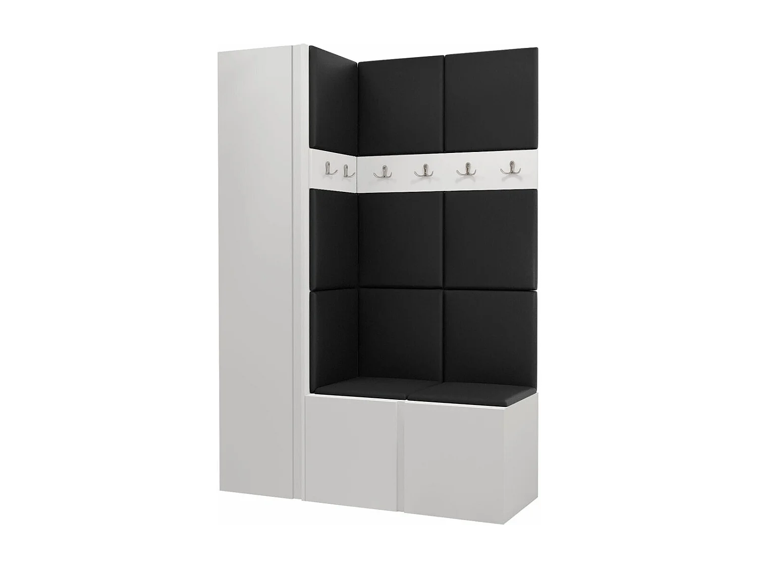 Conjunto pasillo Hartford 471, 186x124x44cm, Blanco, Aglomerado laminado|Cuero ecológico