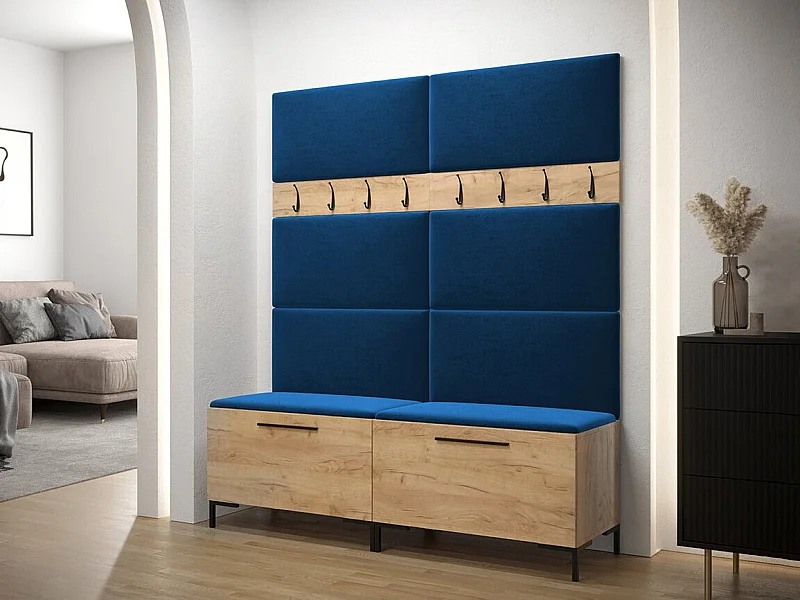 Conjunto pasillo Hartford F101, 196x168x46cm, Craft roble, Tapiz|Aglomerado laminado