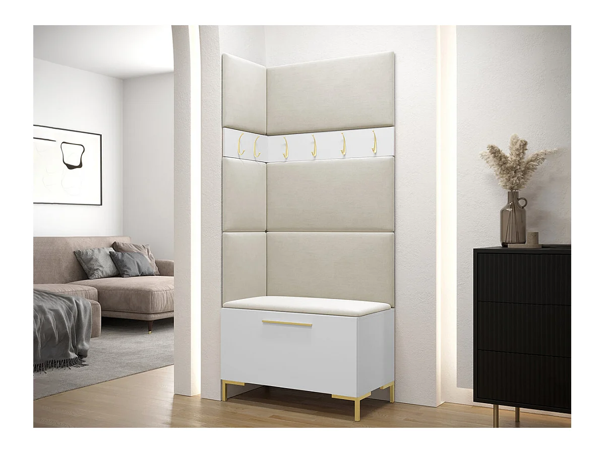 Set mobili da ingresso Hartford F103, 196x84x46cm, Bianco, Arazzo|Truciolare laminato