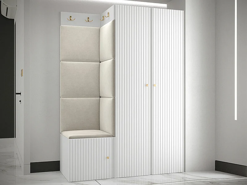 Conjunto pasillo Hartford 387, 186x116x46cm, De color marrón claro|Blanco