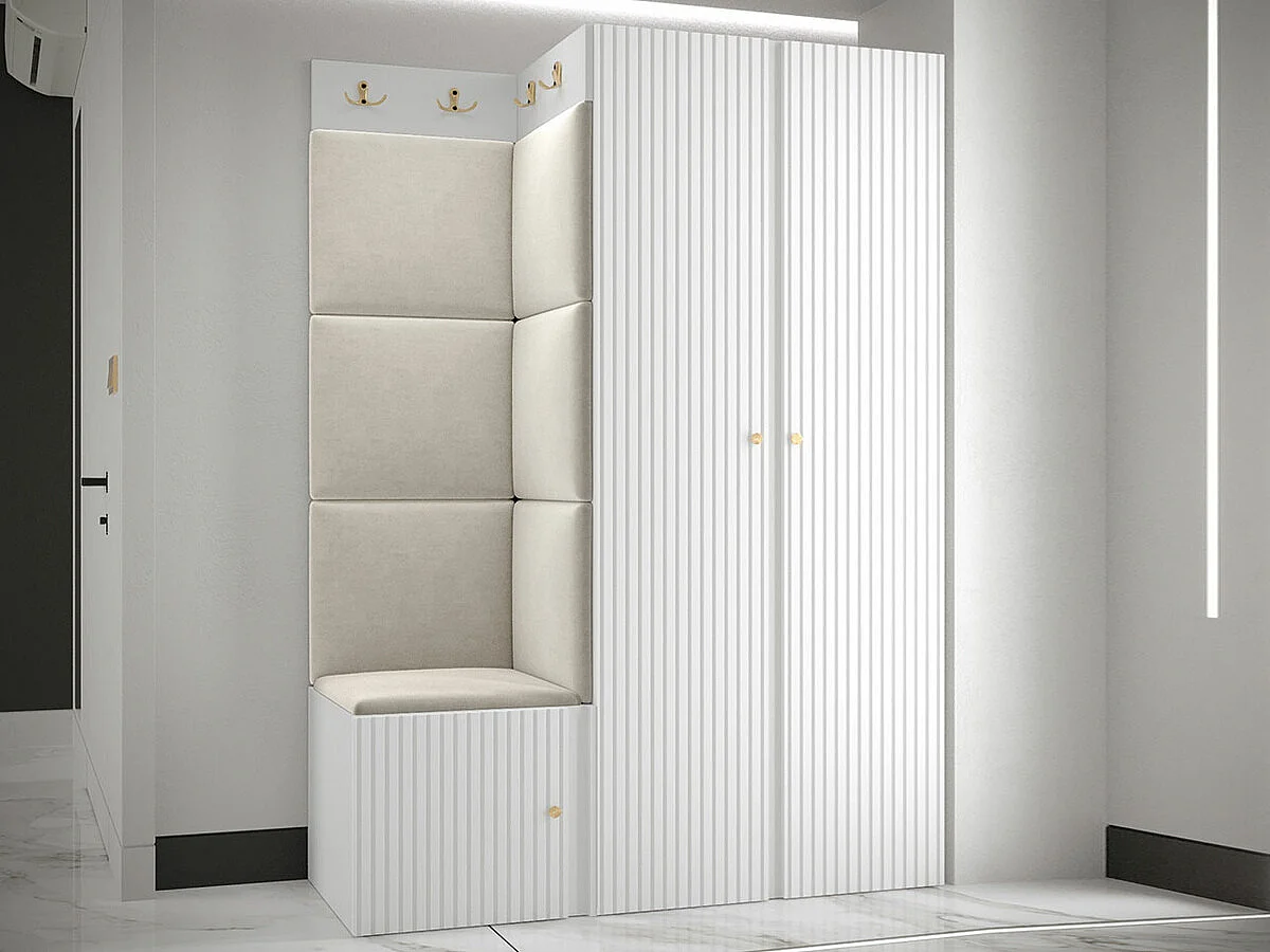 Conjunto pasillo Hartford 387, 186x116x46cm, De color marrón claro|Blanco