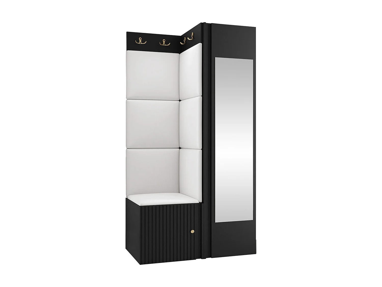 Conjunto pasillo Hartford 391, 186x82x46cm, Espejo, Blanco|Negro