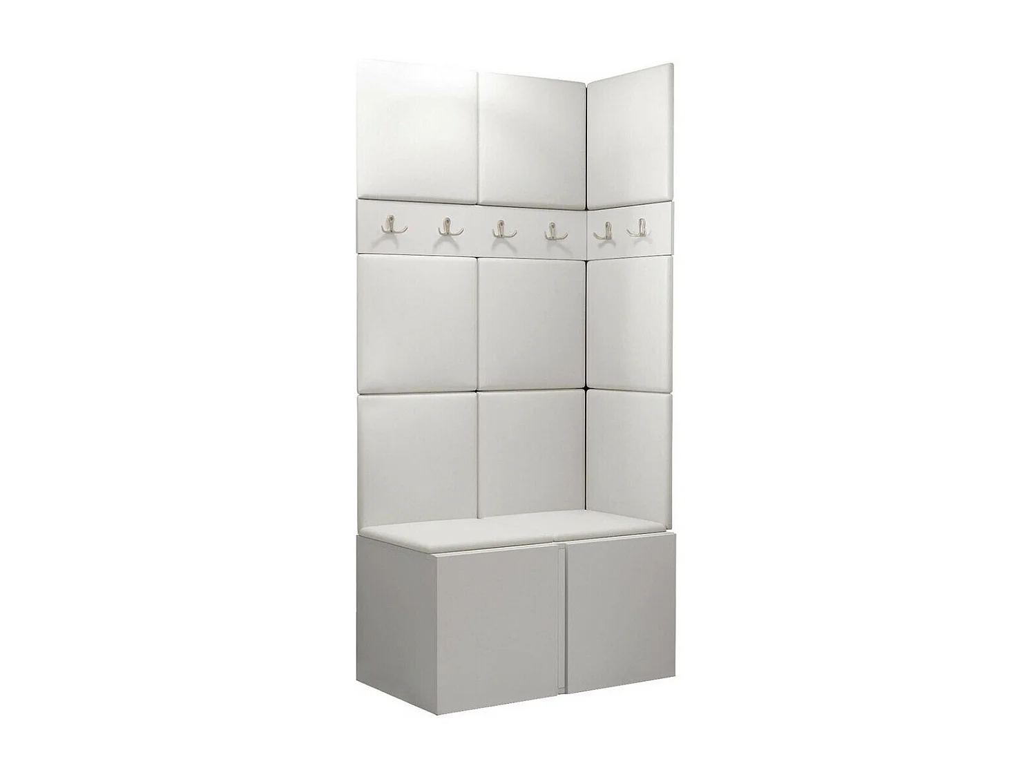 Conjunto pasillo Hartford 264, 186x84x46cm, Blanco, Tapiz|Cuero ecológico