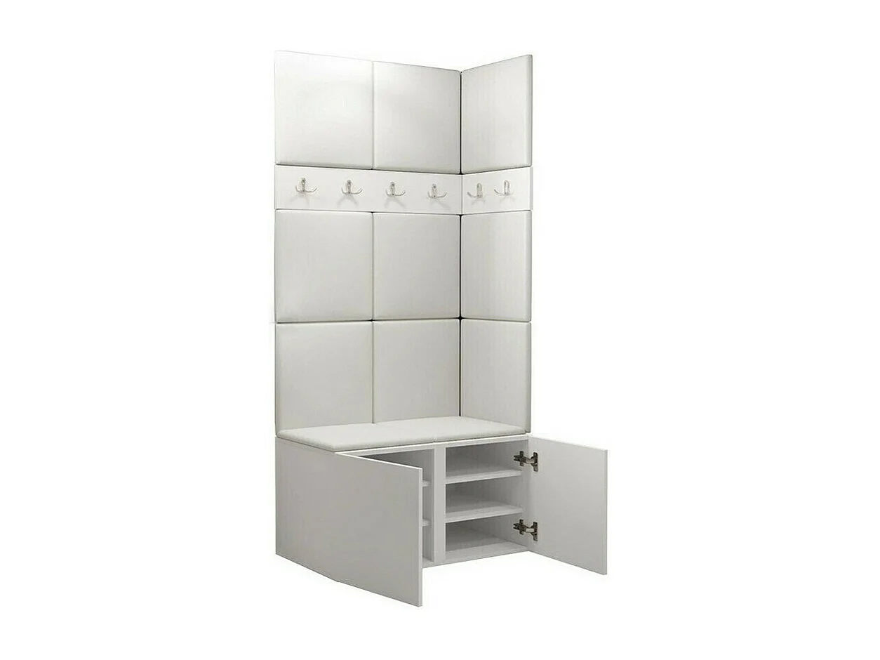 Conjunto pasillo Hartford 264, 186x84x46cm, Blanco, Tapiz|Cuero ecológico