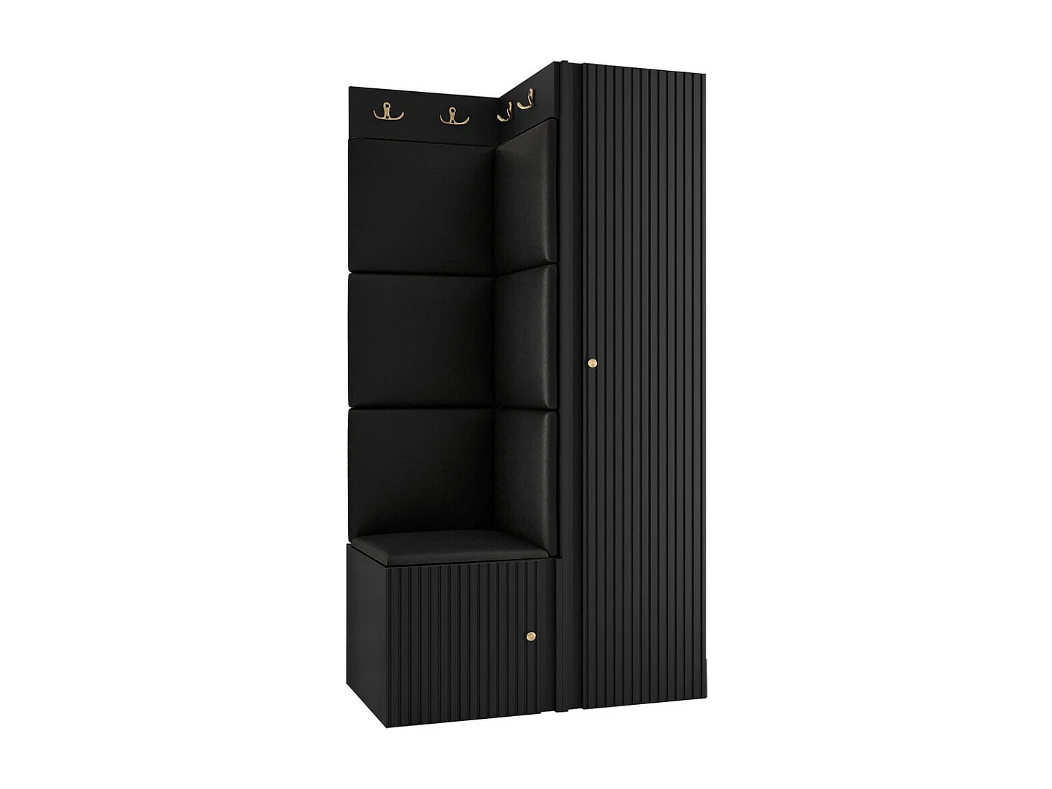 Conjunto pasillo Hartford 390, 186x82x46cm, Negro, Colocada|Montada en la pared