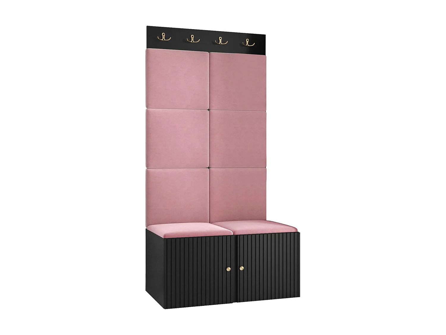 Conjunto pasillo Hartford 383, 186x84x46cm, Rosa|Negro, MDF|Aglomerado laminado|Tapiz