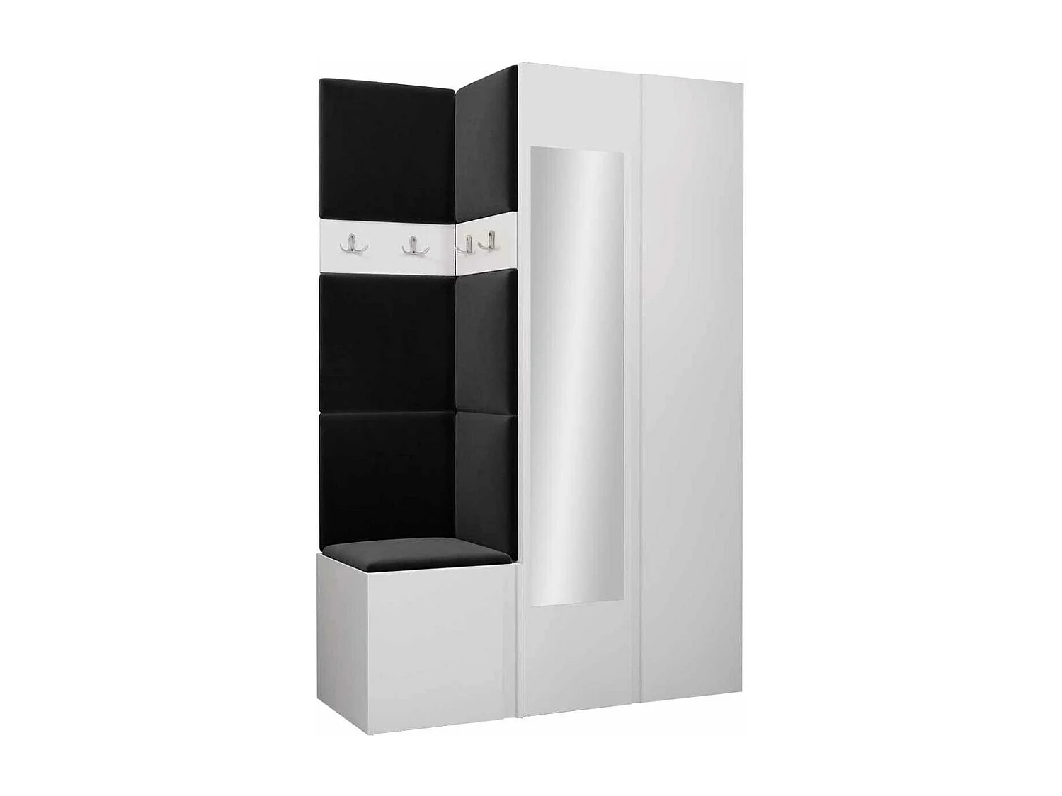 Meuble d'entrée Hartford 350, 186x116x44cm, Disponible, Blanc, Stratifié|Tissu