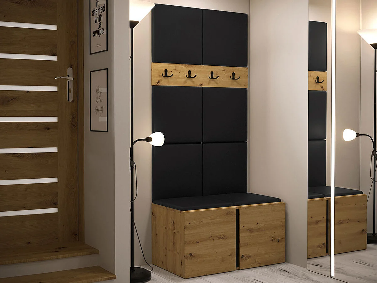 Conjunto pasillo Hartford 267, 186x84x46cm, Roble Artisan, Colocada|Montada en la pared