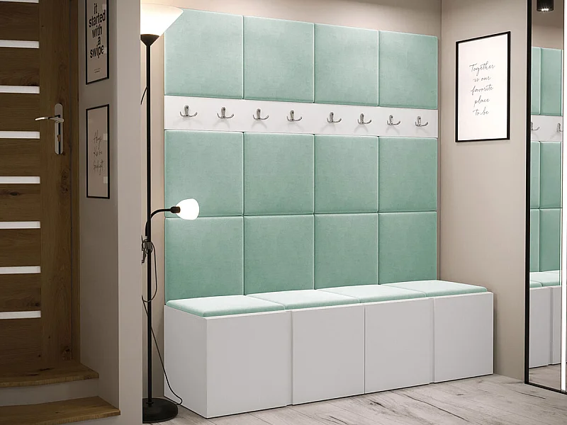 Meuble d'entrée Hartford 268, 186x168x46cm, Blanc, Stratifié|Tapisserie