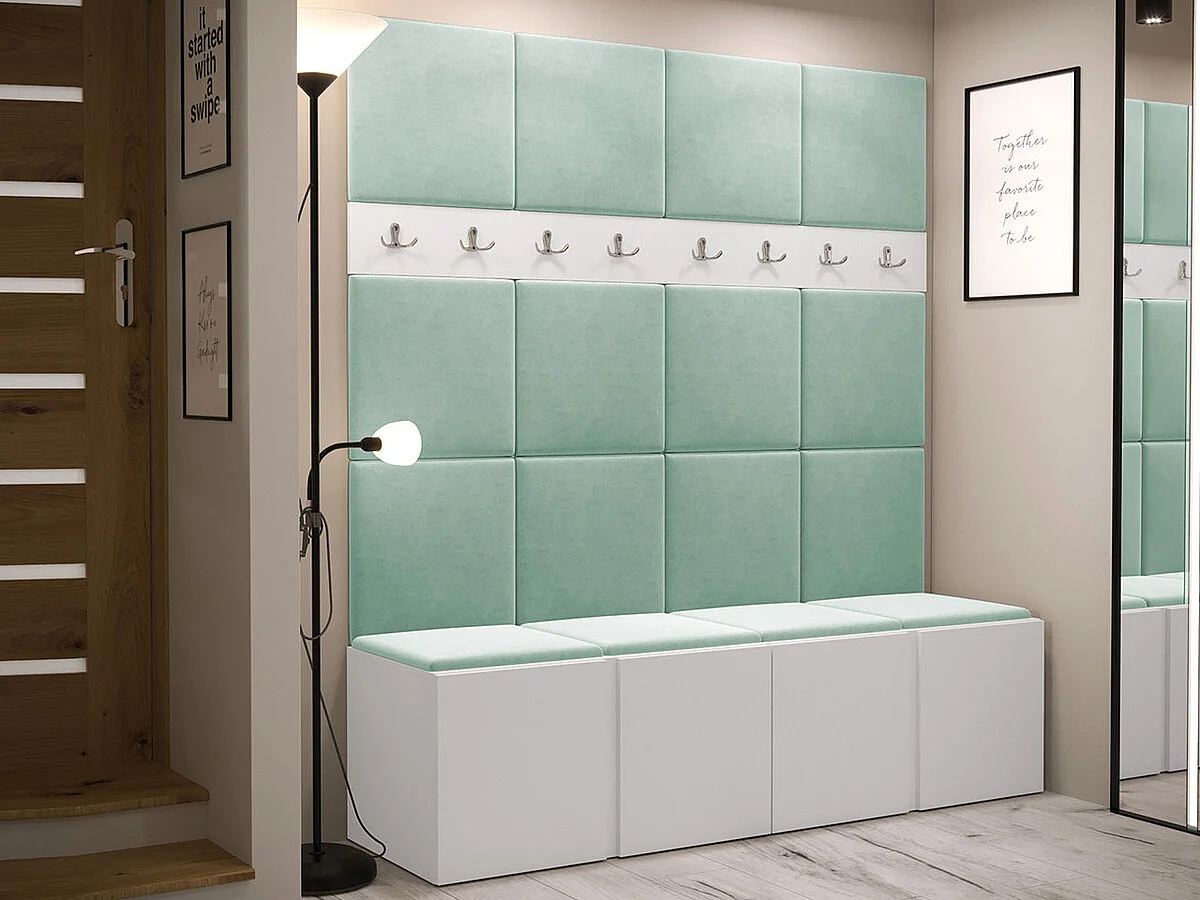 Meuble d'entrée Hartford 268, 186x168x46cm, Blanc, Stratifié|Tapisserie