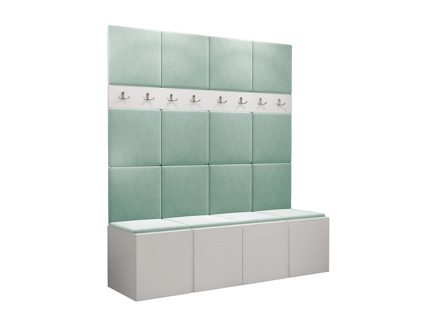 Meuble d'entrée Hartford 268, 186x168x46cm, Blanc, Stratifié|Tapisserie