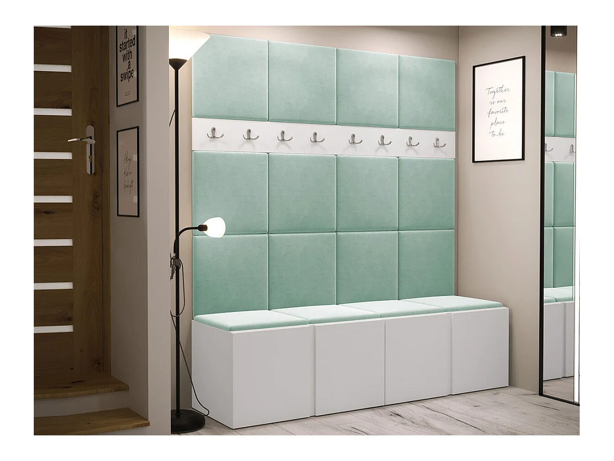 Meuble d'entrée Hartford 268, 186x168x46cm, Blanc, Stratifié|Tapisserie