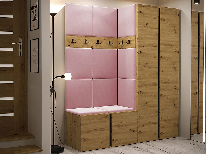 Meuble d'entrée Hartford 266, 186x158x46cm, Chêne Artisan, Stratifié|Tapisserie