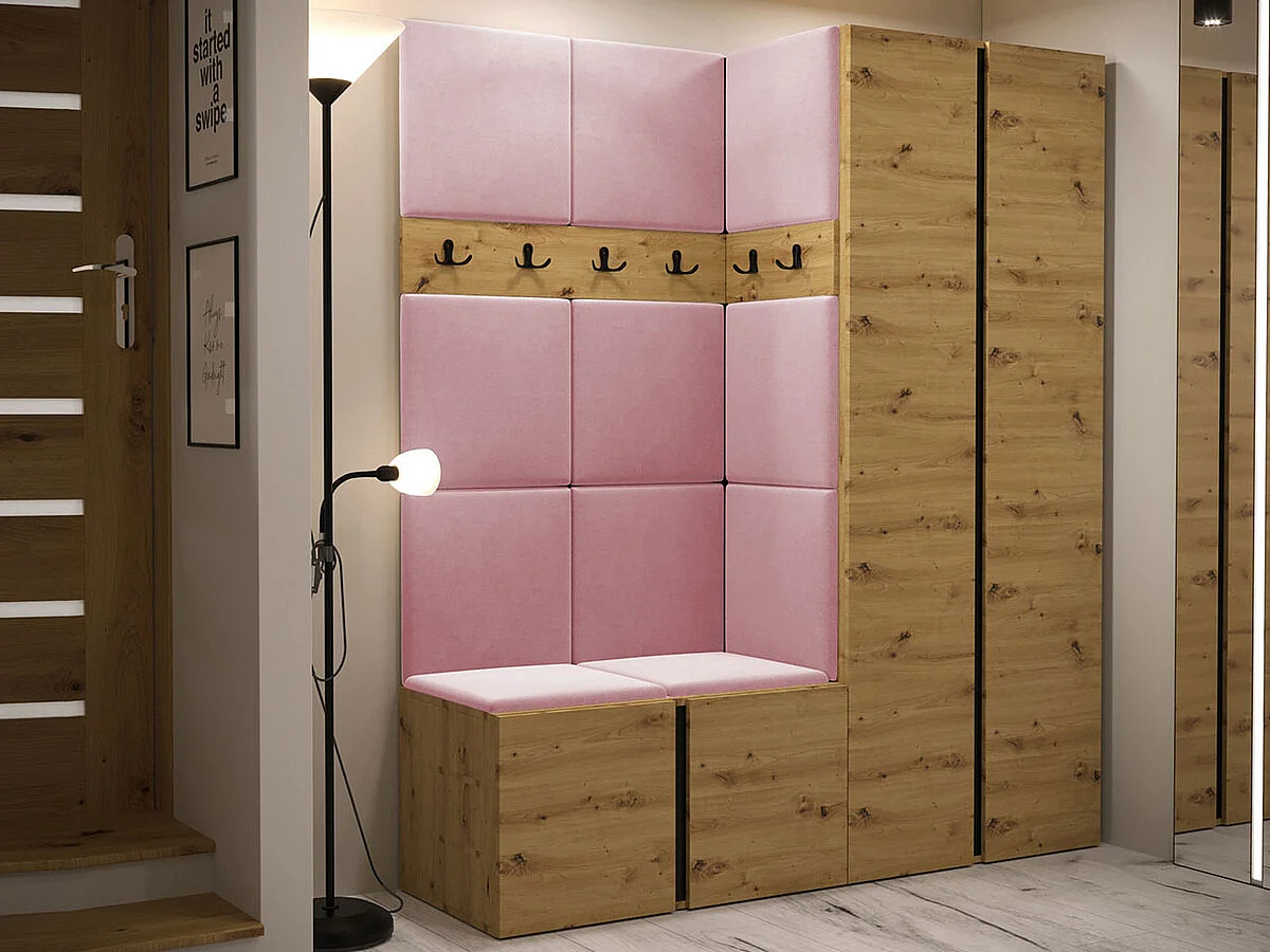 Conjunto pasillo Hartford 266, 186x158x46cm, Roble Artisan, Aglomerado laminado|Tapiz