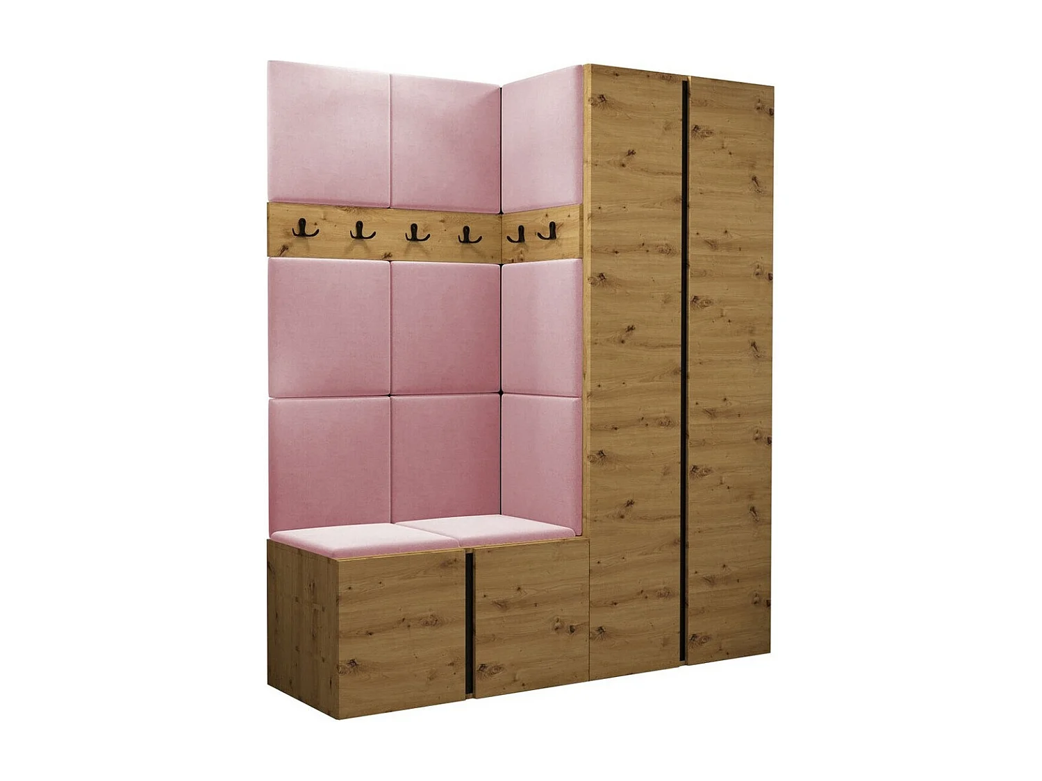 Conjunto pasillo Hartford 266, 186x158x46cm, Roble Artisan, Aglomerado laminado|Tapiz