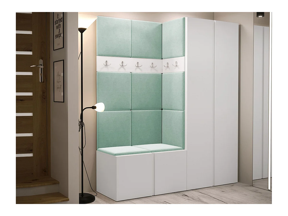 Meuble d'entrée Hartford 266, 186x158x46cm, Blanc, Tapisserie|Stratifié
