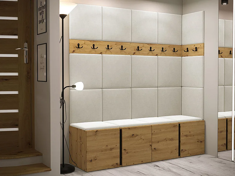 Meuble d'entrée Hartford 265, 186x168x46cm, Chêne Artisan, Tissu|Stratifié