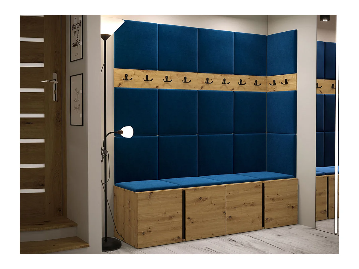 Meuble d'entrée Hartford 265, 186x168x46cm, Chêne Artisan, Stratifié|Tapisserie
