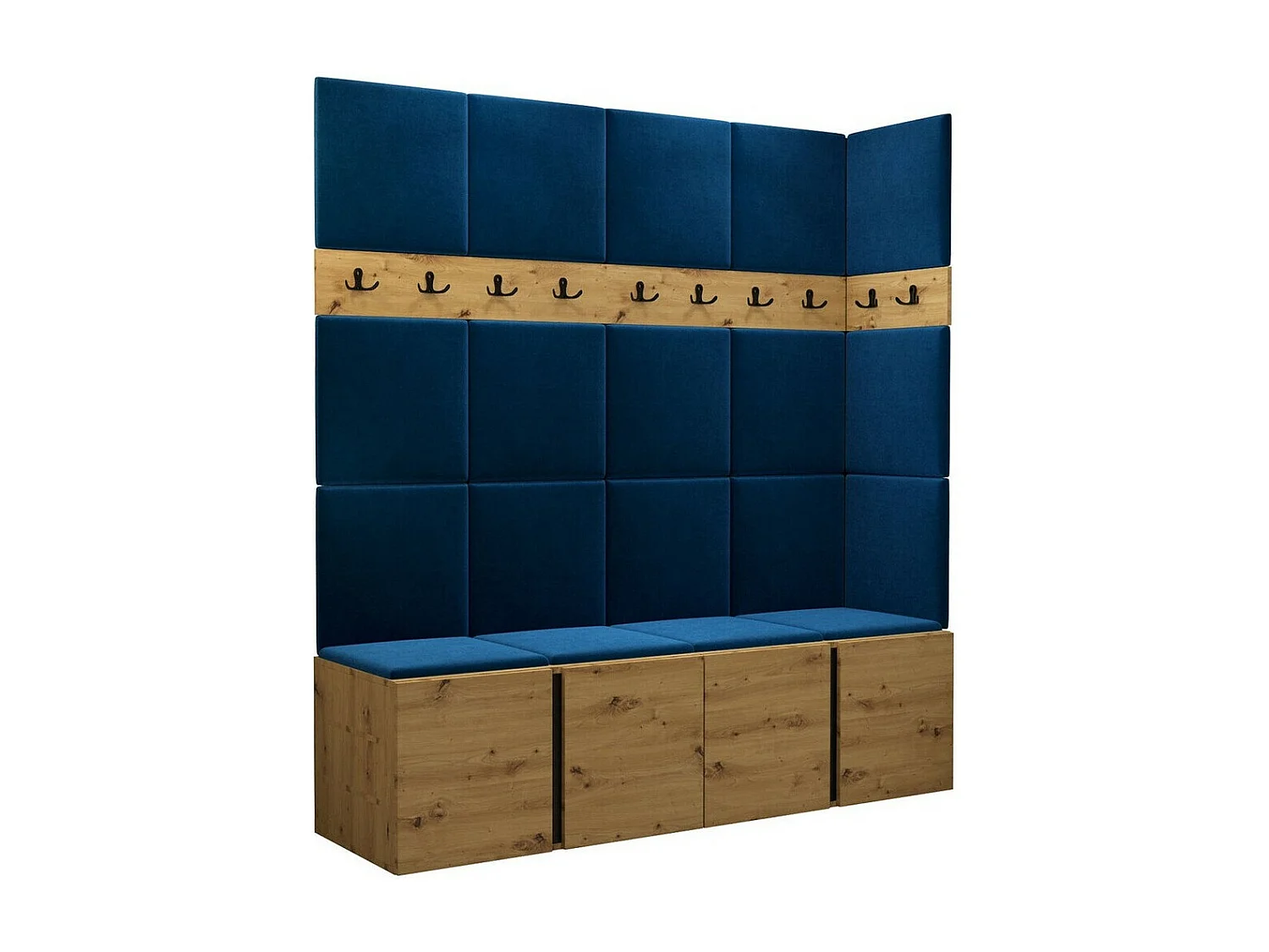 Meuble d'entrée Hartford 265, 186x168x46cm, Chêne Artisan, Tissu|Stratifié