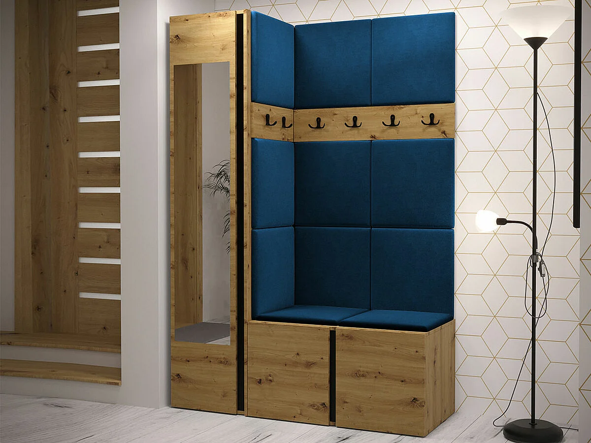 Conjunto pasillo Hartford 277, 186x124x46cm, Espejo, Roble Artisan