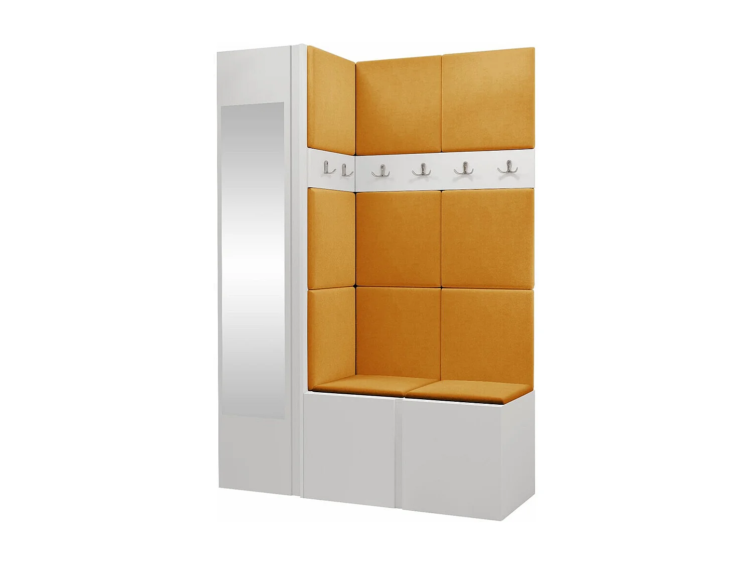 Conjunto pasillo Hartford 277, 186x124x46cm, Espejo, Blanco, Aglomerado laminado|Tapiz