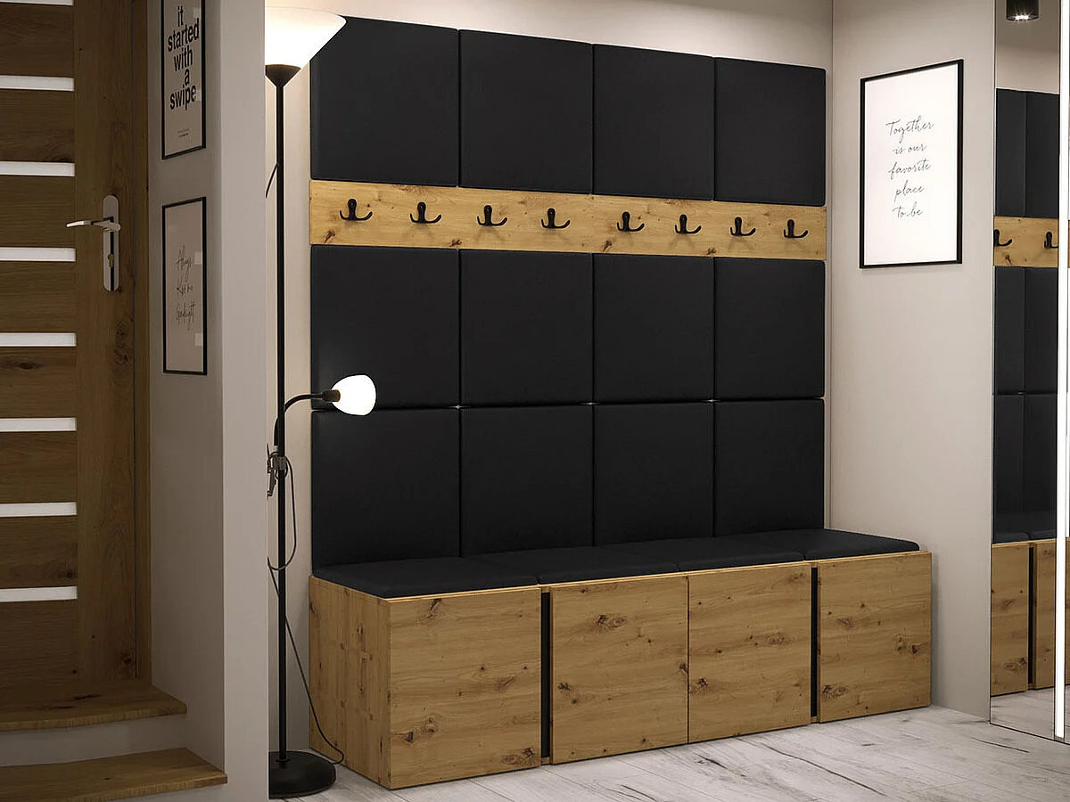 Conjunto pasillo Hartford 268, 186x168x46cm, Roble Artisan, Colocada|Montada en la pared