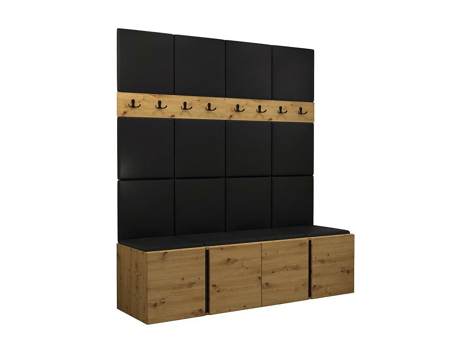 Conjunto pasillo Hartford 268, 186x168x46cm, Roble Artisan, Colocada|Montada en la pared