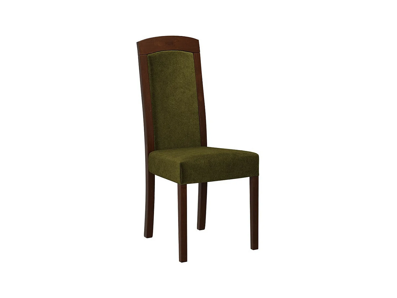 Chaise Victorville 345, Noyer|Vert, 96x45x52cm, Tapisserie, En bois, Bois