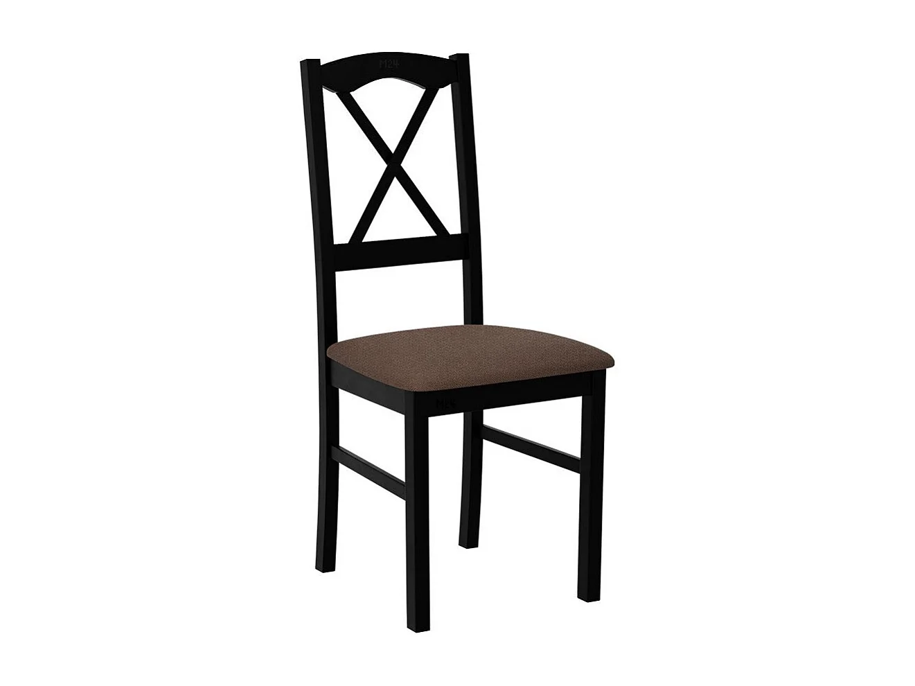 Chaise Victorville 174, Noir|Marron, 91x43x40cm, Tissu, En bois, Bois