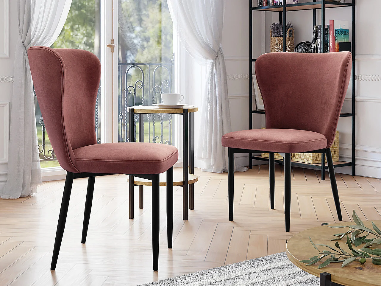 Chaise Jackson 105, 90x56x63cm, Tissu, Métallique, Bois