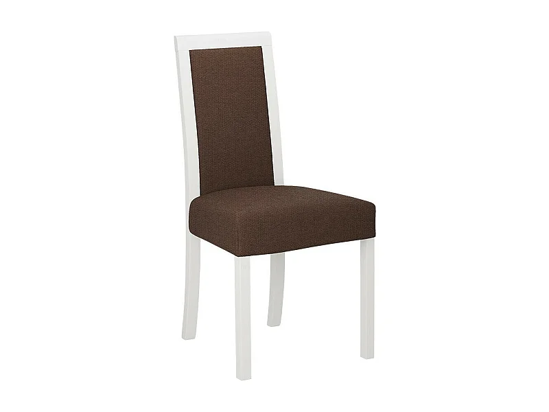 Chaise Victorville 161, Blanc|Marron, 93x45x41cm, Tapisserie, En bois, Bois