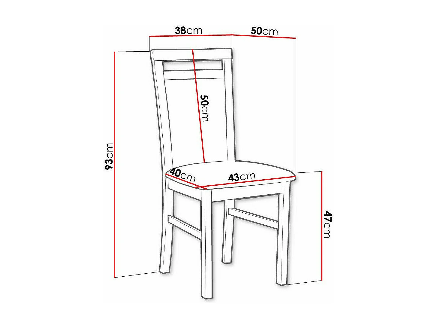 Chaise Victorville 154, Blanc|Marron, 93x43x40cm, Tapisserie, En bois, Bois