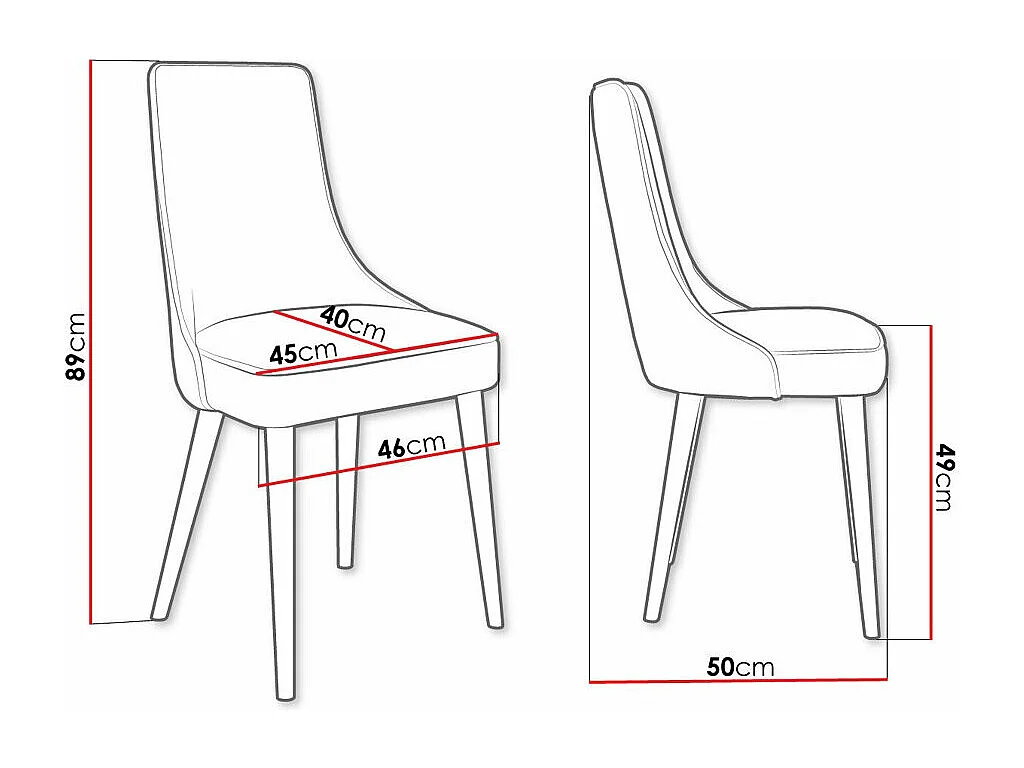 Chaise Jackson 107, 89x46x50cm, Tapisserie, Métallique, Bois