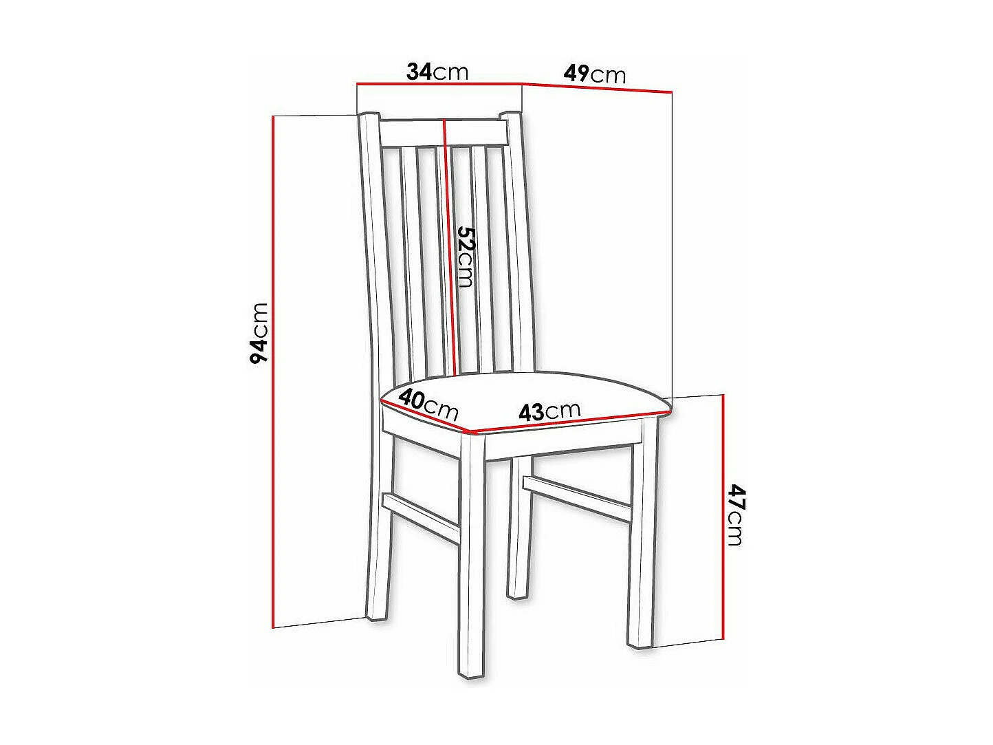 Chaise Victorville 141, Marron|Aulne, 94x43x49cm, Tapisserie, En bois, Bois