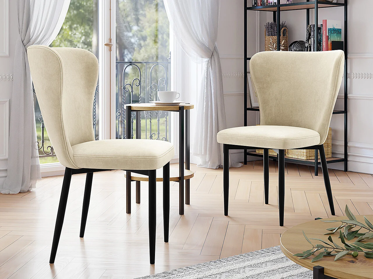 Chaise Jackson 105, 90x56x63cm, Tissu, Métallique, Bois